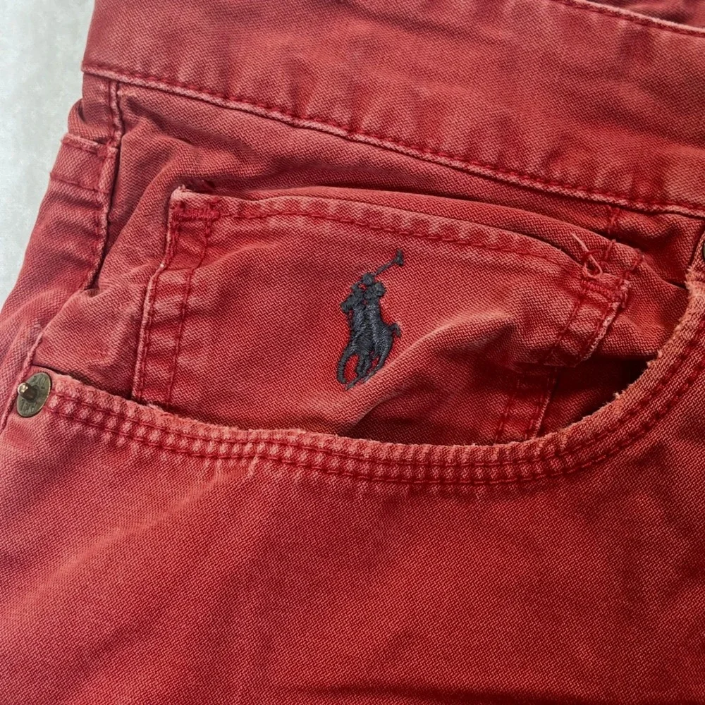 Vintage 90s Polo Ralph Lauren Pants Red Dungarees Cotton Straight Leg Preppy 34